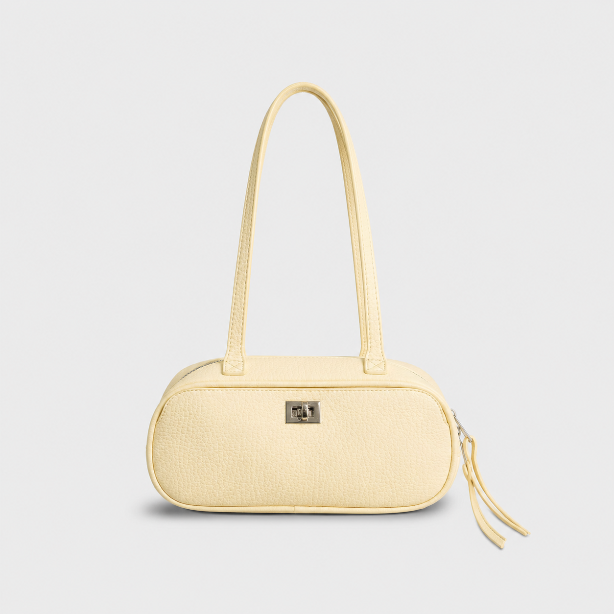 Voralis cream yellow faux leather tote bag - front view