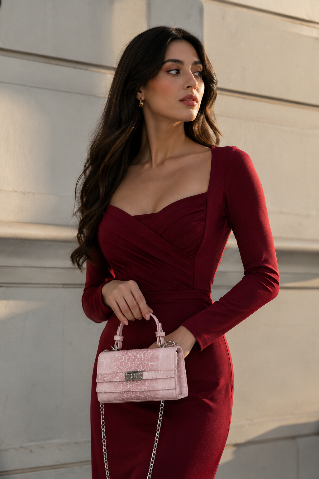 Voralis pink faux leather tote bag - lifestyle shot