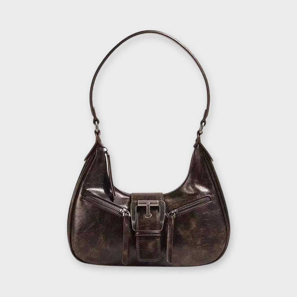 Voralis Jenice brown vegan leather crossbody bag - front view