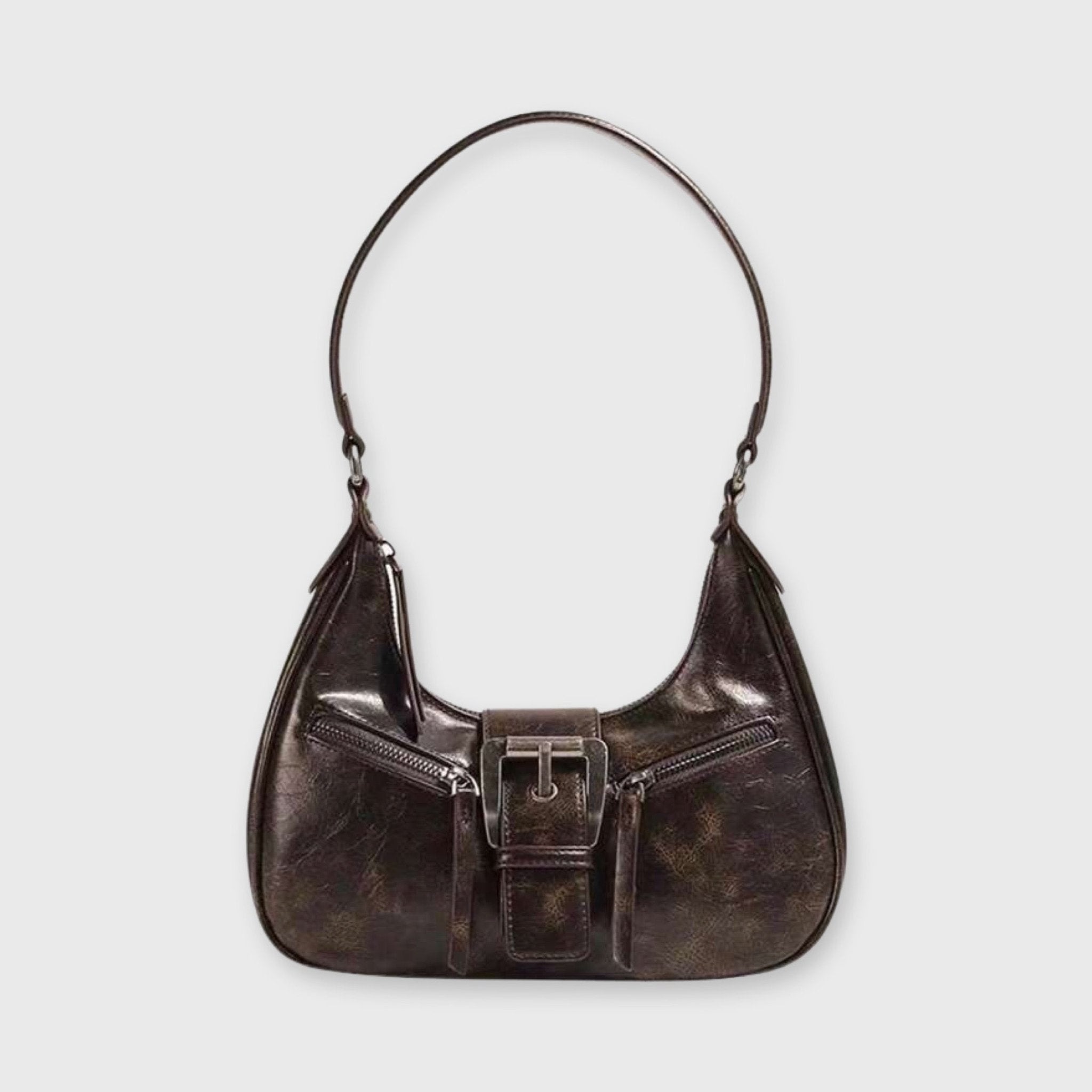 Voralis Jenice brown vegan leather crossbody bag - front view